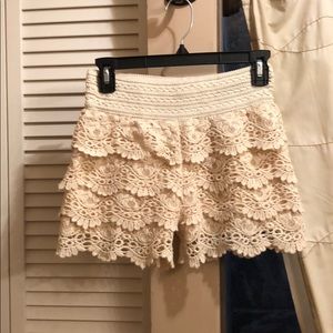 Off-white crocheted shorts